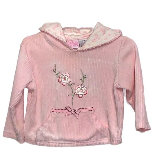 Little Legends | Girls Ribbed Pink Hoodie Sweatshirt - Picture 1 of 7